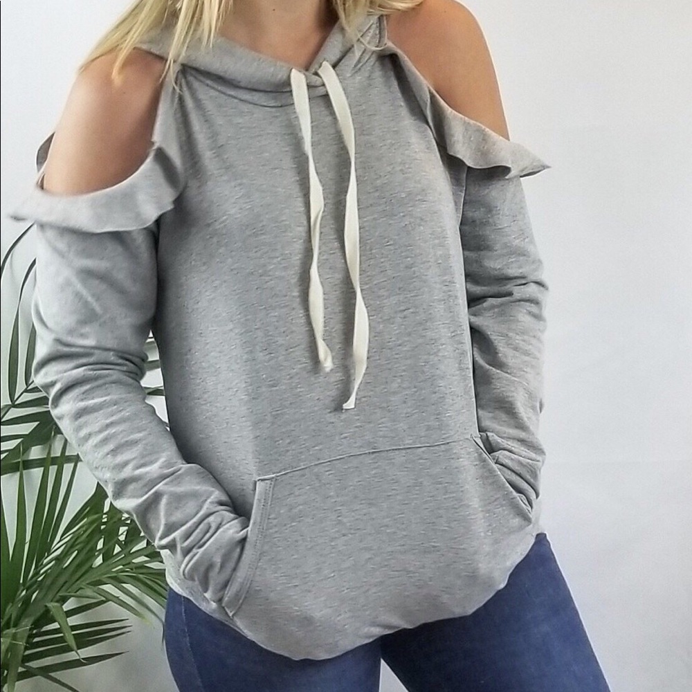 Cold Shoulder Grey Sweatshirt